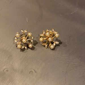 Elegant Gold and Silver Pearl rhinestone Earrings. Vintage. My moms
